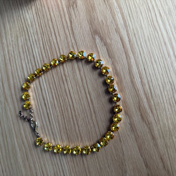 Anna Wintour Style Amber Yellow Round Crystal Statement Collet Necklace - Picture 5 of 11
